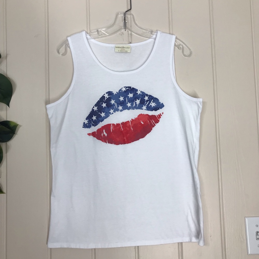 Bobbie Brooks Graphic Tank Top Shirt
Lips American Flag Stars Red White & Blue - Picture 5 of 12